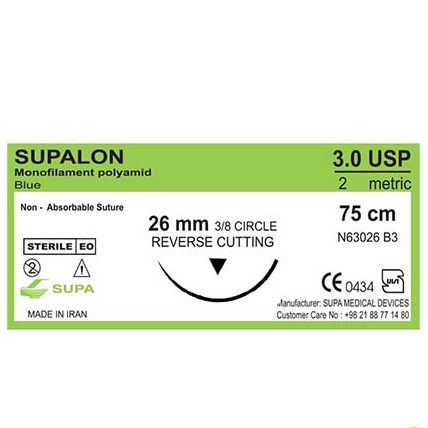 نخ-3-0 نخ بخیه نایلون ۳.۰ کات ۲۶ سوپا