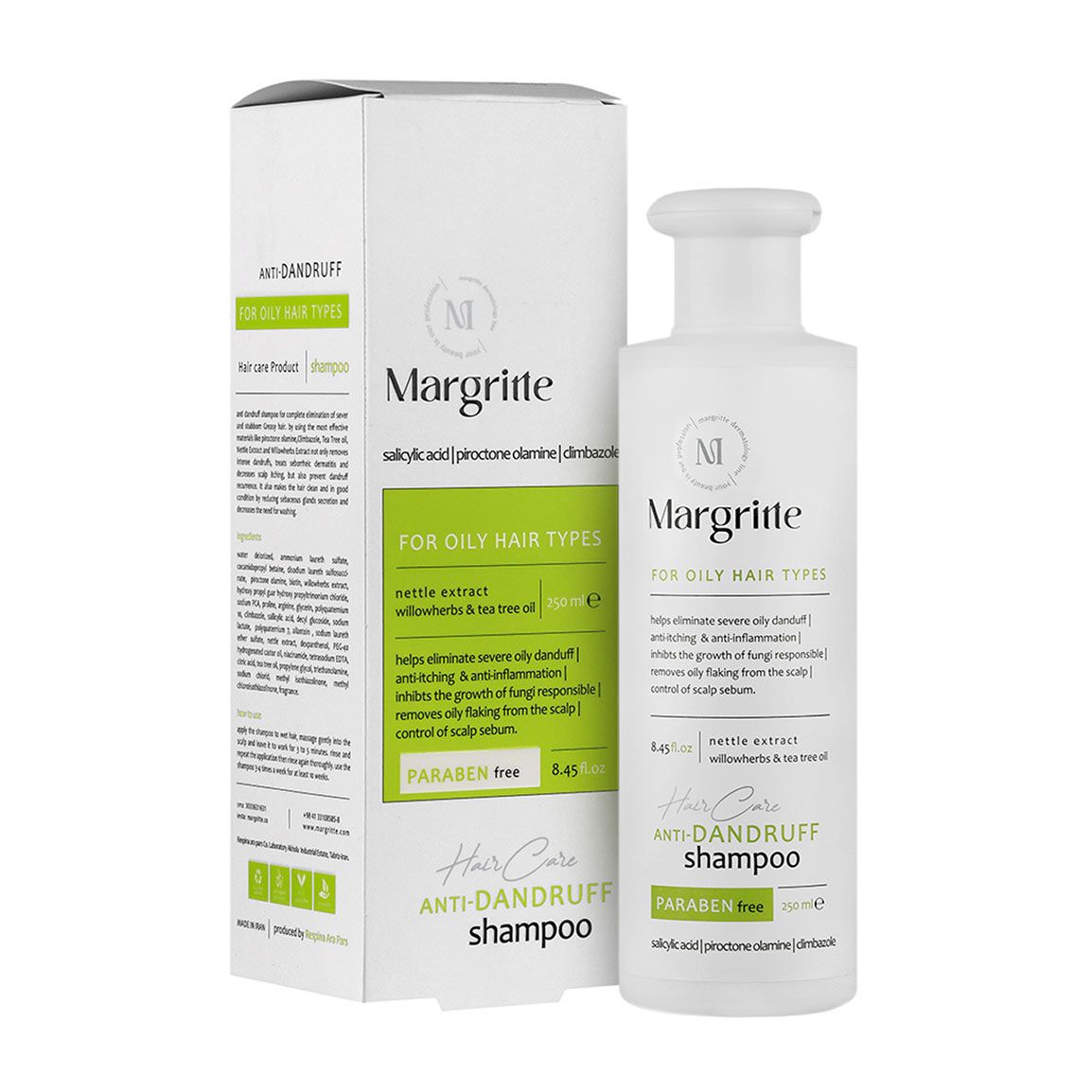 6d559edf-8b75-4b39-b8b5-53384e1efc03 شامپو ضد شوره (موهاي چرب) حجم 250 میلی لیتر مارگریت