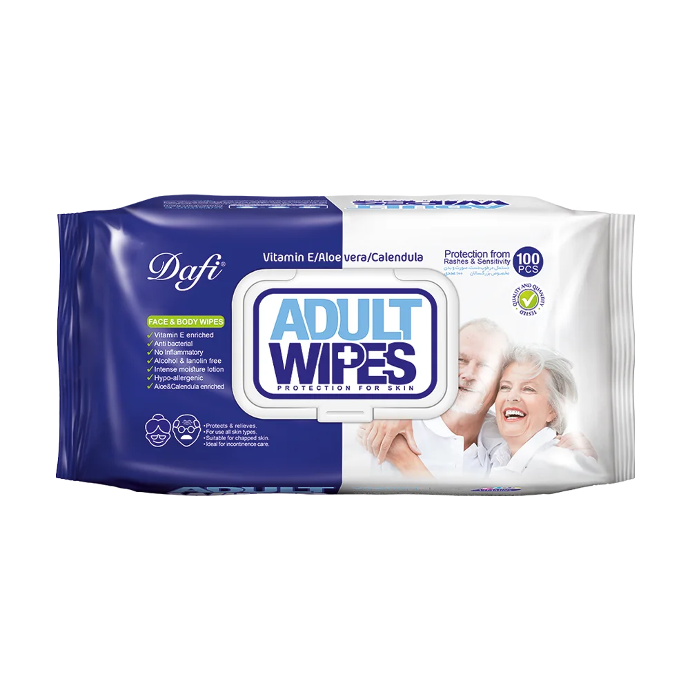 بزرگسال دستمال مرطوب دافی مدل Adult Wipes بسته 100 عددی