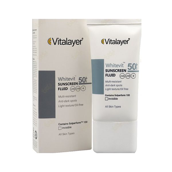 9f276657-4a87-4ae9-96da-a877aac47396 فلوئید ضد آفتاب SPF 50 ویتالیر مدل Whitevit مناسب انواع پوست کدر و دارای لک حجم 50 میلی لیتر - بی رنگ