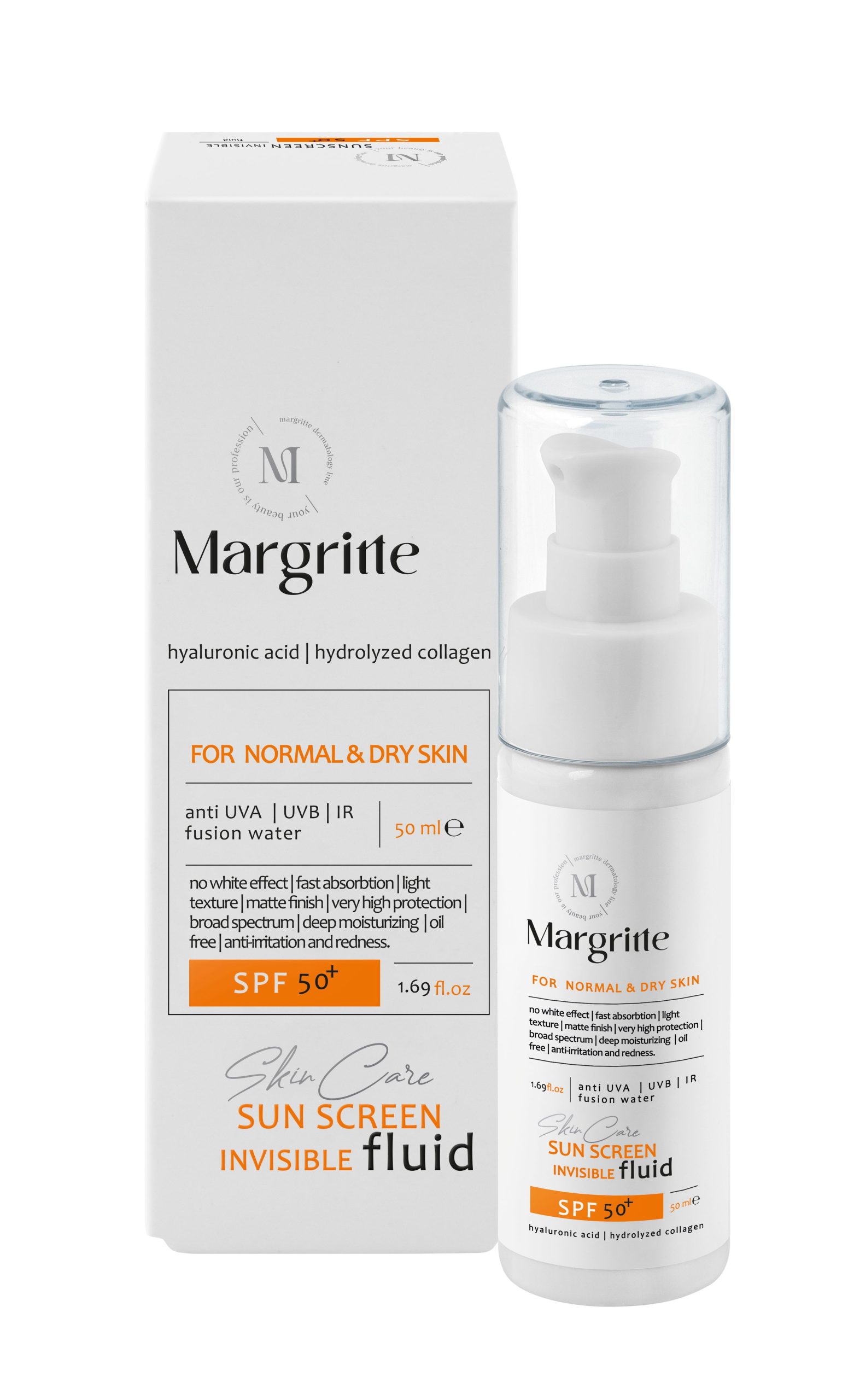 ccc1ae0f-7e42-4a1c-997e-97e9d1aa143a فلوئید ضد آفتاب ساده حجم 50 میلی لیتر SPF50+ مارگریت پوست خشک