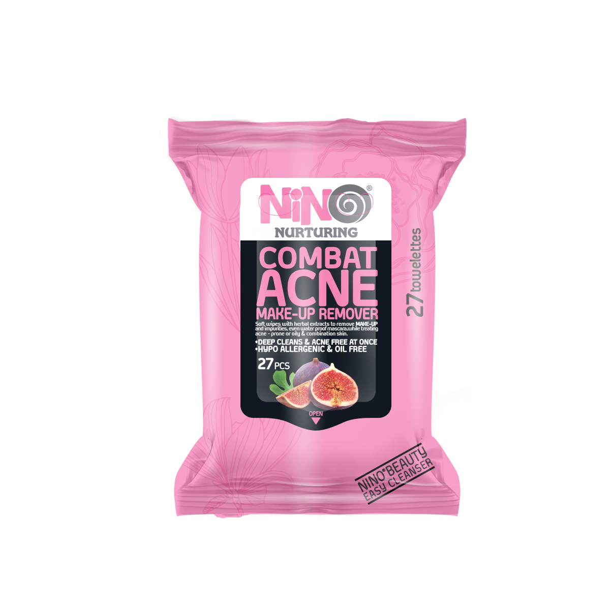 nino034 دستمال مرطوب آرايش پاک کن 27 برگ ضد آکنه نینو