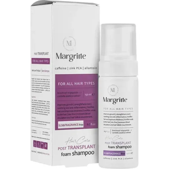 146f6c9a-1f5e-40a4-bf54-cb783f2ea508 شامپو فوم پس از کاشت مو حجم 150 میلی لیتر Sulfat Free مارگریت