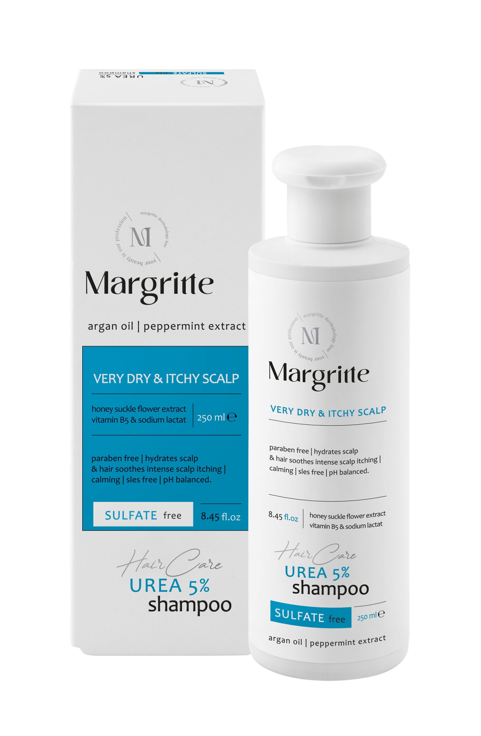 fa1a7772-285c-4ea0-adc9-f46c4d4c44a9 شامپو اوره 5 % (پوست و موی سر بسیار خشک و دارای خارش) حجم 250 میلی لیتر Sulfat Free مارگریت